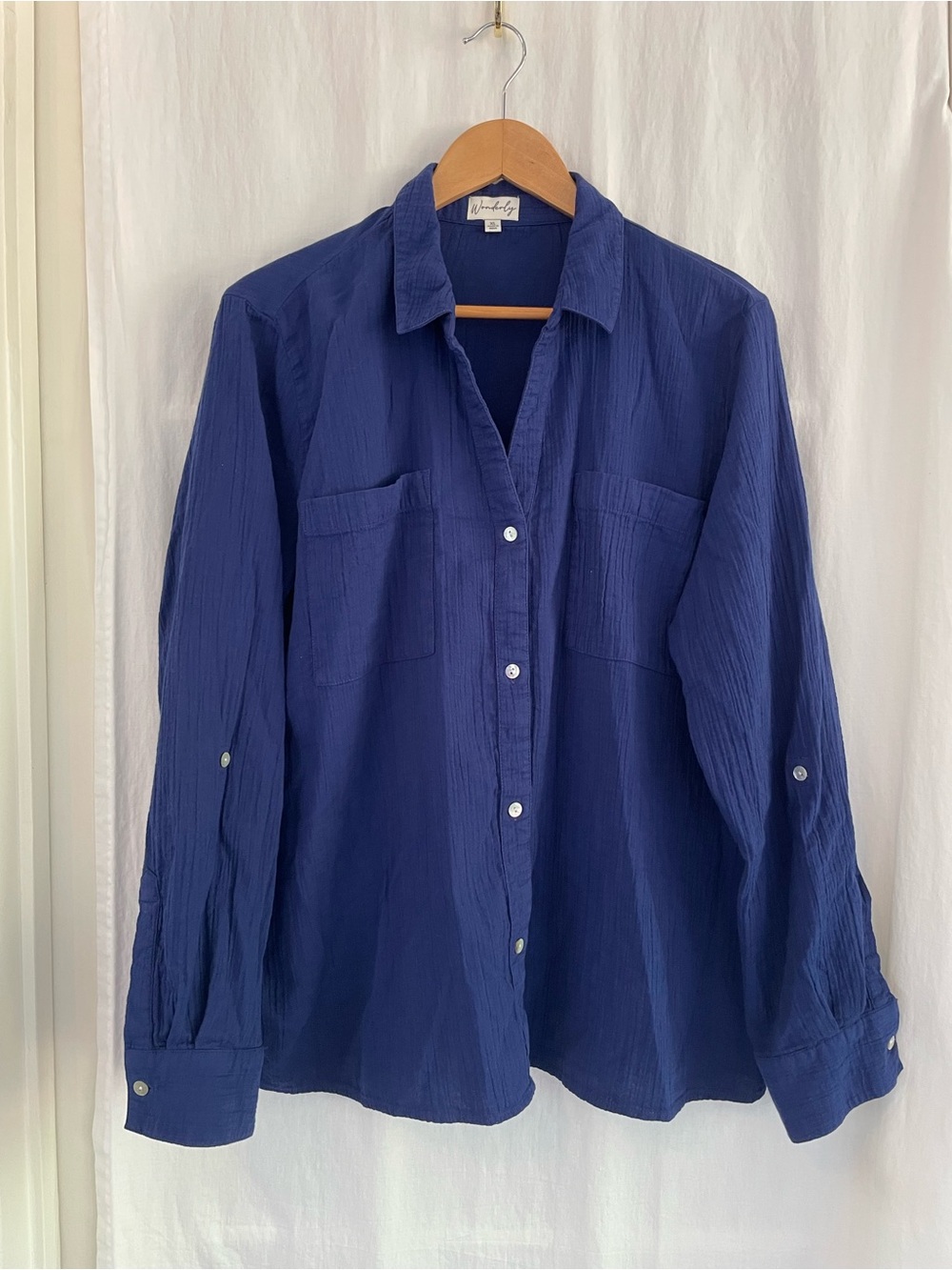 Wonderly Navy Textured Button-Down Shirt